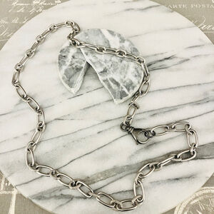 Diego & Massimo Chunky Chain Necklace Silver Toned‎ Made in Italy Textured Links